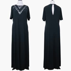 NWT ASOS CURVE Size 16 Maxi Dress V Neck Lace Flutter Sleeve Black